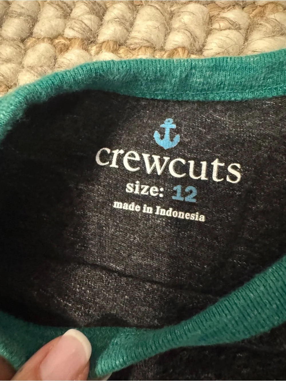 Crewcuts Charcoal Heather Long-Sleeve Tee with Teal Collar